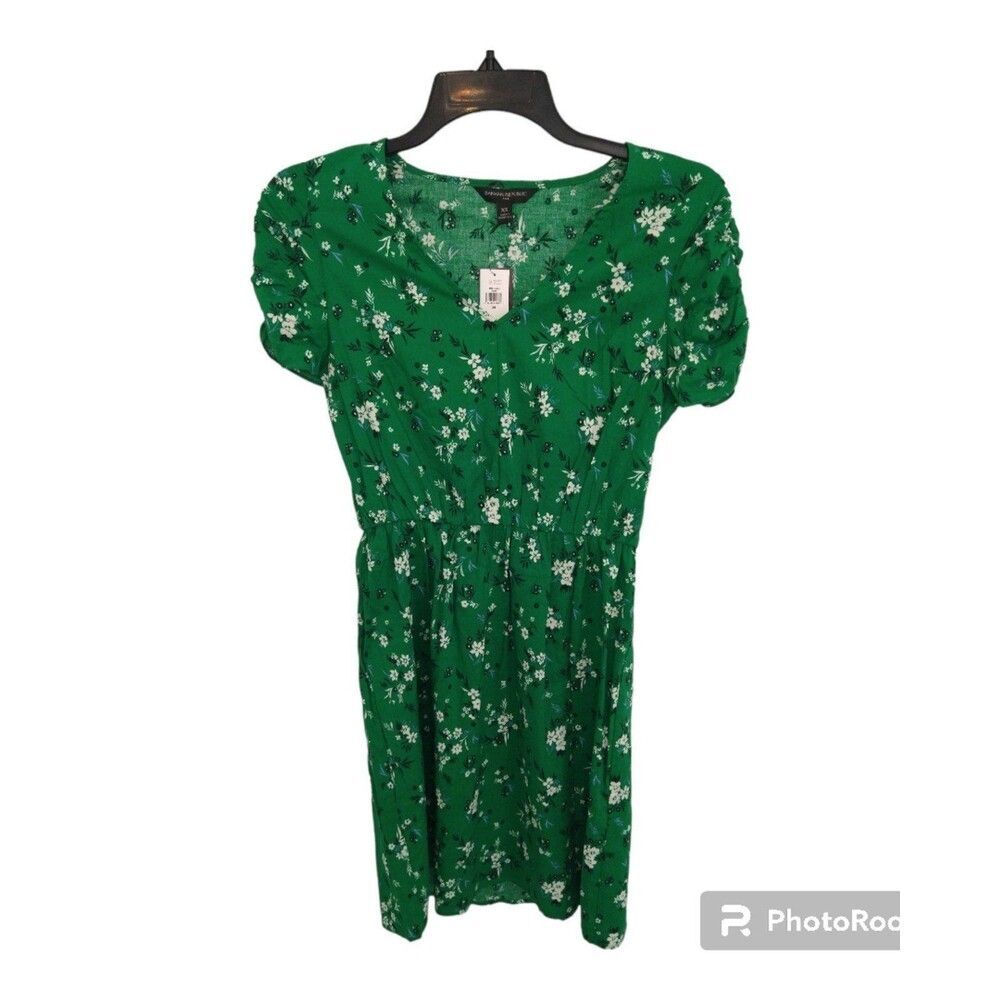 Banana Republic puff sleeve dress XS Boho Green Feminine Cottage Core